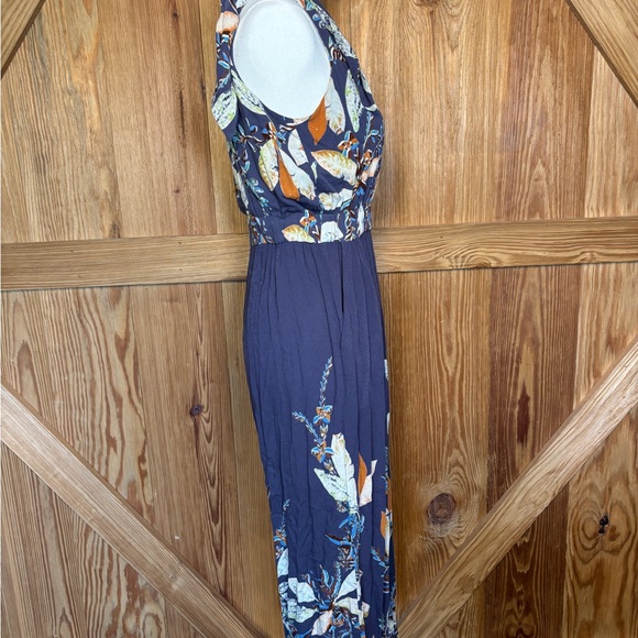 Free People One-Shoulder Dress in Navy and Orange Floral - Picture 6 of 10